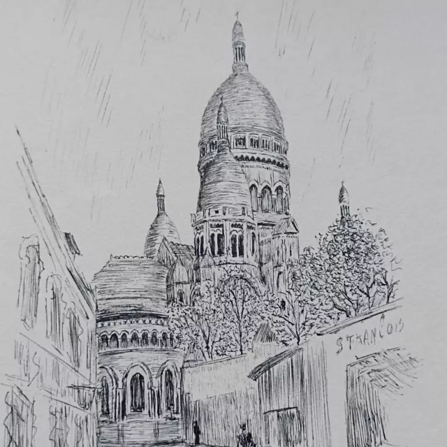 Début XXème Dessin à l'encre signé "le vieux Montmartre" Paris, Rue de la Barre