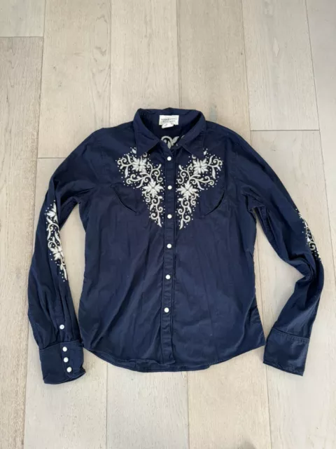 Denim & Supply Ralph Lauren Embroidered Western Shirt Pearl Snaps Medium