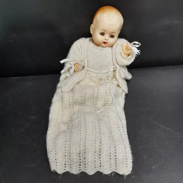Rosebud Vintage Baby Doll 1950s Hard Plastic Sleepy Eyes Knitted Outfit 29cm -CP