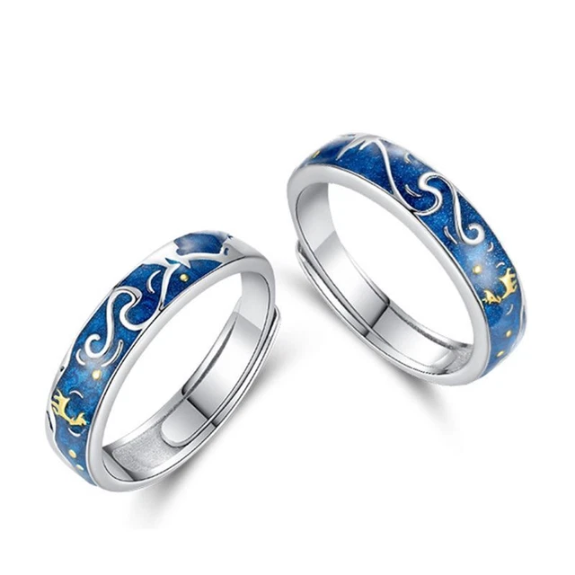 1 Pair Fashion Starry for  Reindeer Rings Open Couple  Jewelry for Friend