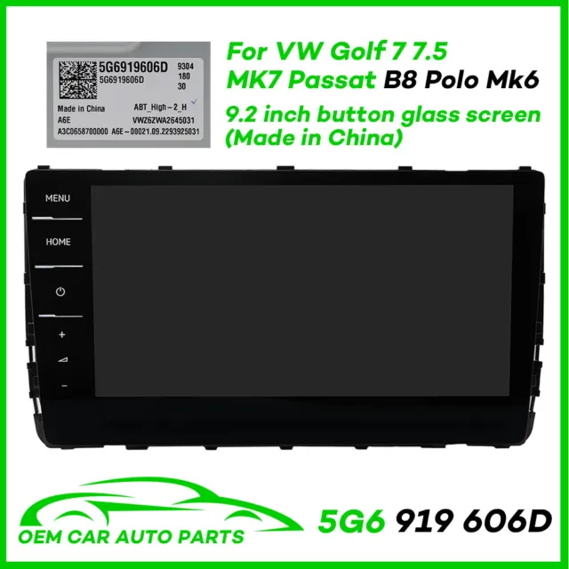 Display vetro 5G6 919 606D 9,2" Discover Pro MIB2.5 per VW Golf 7 7.5 Passat B8