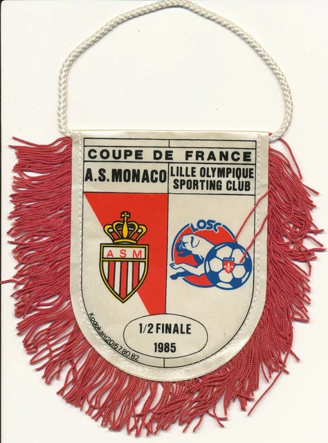 PETIT FANION KODOKAN 10*9 CM FC.ROUEN Vs LILLE LOSC 8ième COUPE DE FRANCE 1985