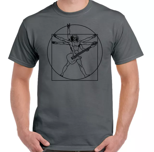 Vitruvian Guitarist Mens Funny Guitar T-Shirt Electric Bass Acoustic Amp Player