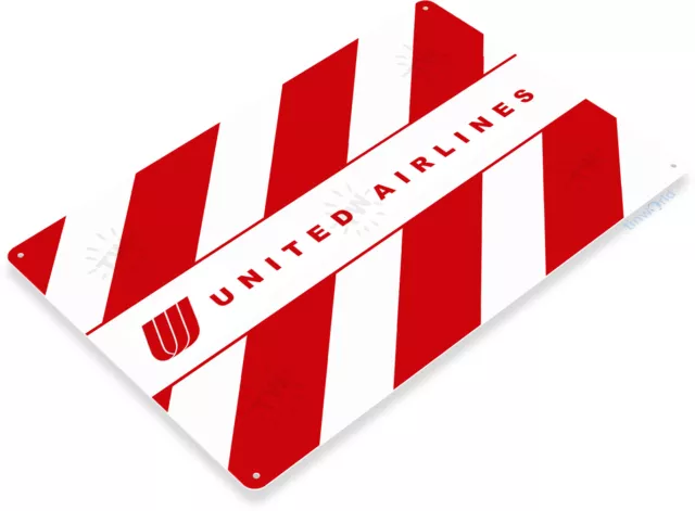 United Airlines Dealer Logo Plane Shop Retro Garage Wall Decor Metal Tin Sign