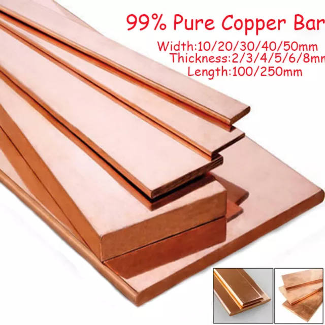 10-50mm Copper Flat Bar Strip 99% Pure Coper Metal Section Sheet Plate 250/100mm