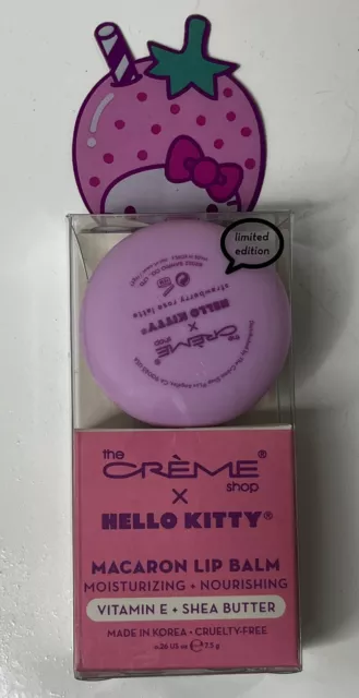 The Creme Shop x Hello Kitty Macaron Lip Balm Strawberry Rose Latte Moisturizing