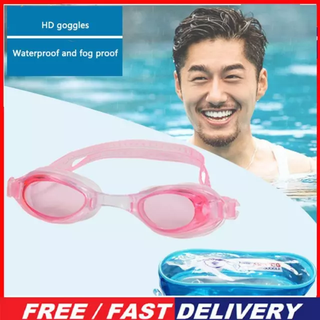 Anti UV Swimming Glasses Adults Kids Water Sport Anti-fog Goggles (Pink)