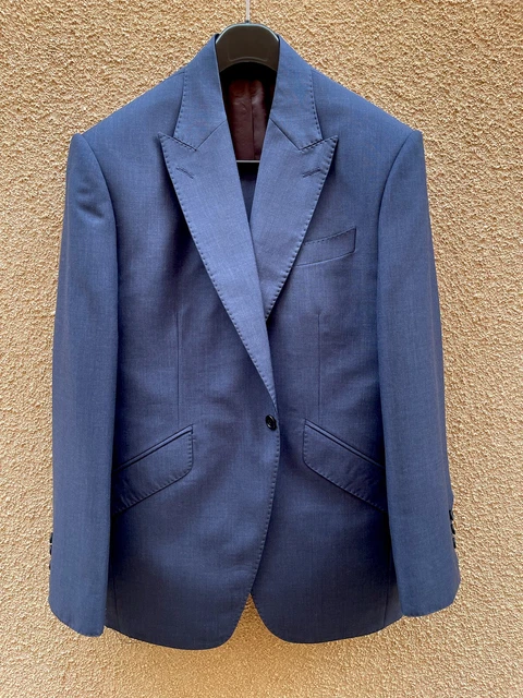 BESPOKE MID BLUE Suit Savile Row EU52 54R Or 42R UK Size Chest 38W BESPOKE MID BLUE Suit Savile Row EU52 54R Or 42R UK Size Chest 38W