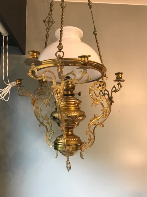 Lustre en laton à 2 nveaux | Echholtz Montparnasse | Art deco