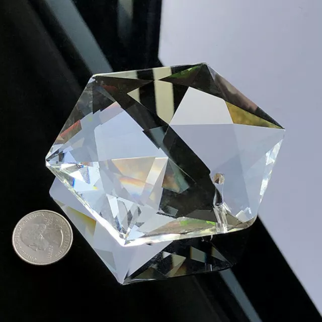 Crystal FACETED DROPLET PRISM 100mm CLEAR Hexagram PENDANT Suncatcher CHANDELIER