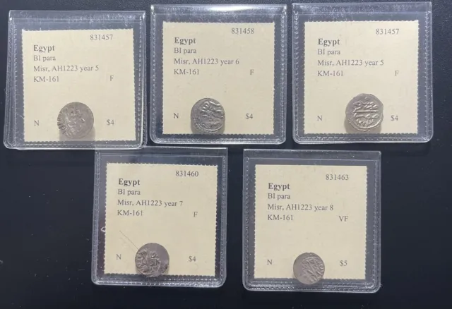 Egypt (Ottoman) BI Para Coins: Lot of 5 #3