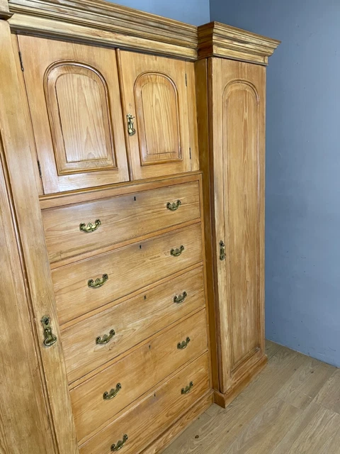 C19th Large Pine Breakfront Wardrobe 2