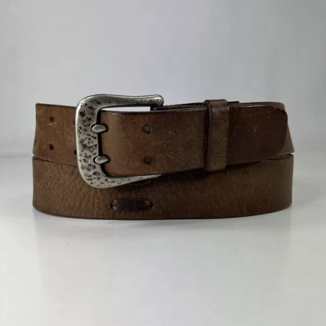 Guess Wide Brown Laced Full Grain Leather Belt - Women's Size 40