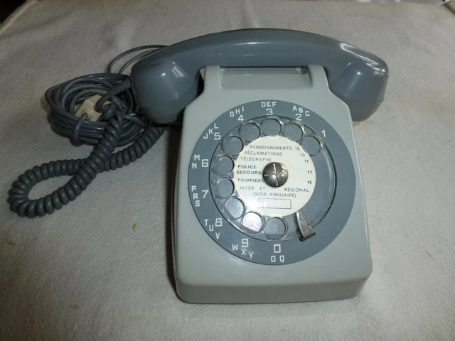 Téléphone Ancien Socotel S63 Gris – Gros Chiffres, France 1977