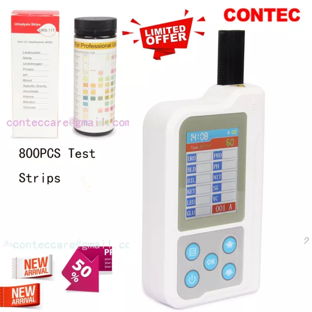 CONTEC 2.4' LCD BC401 Portable Urine Analyzer Test Strips USB Bluetooth 800pcs