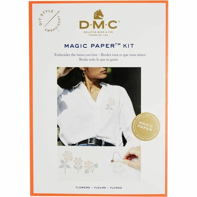 DMC Blumensammlung Kreuzstich Magic Papier Kit und Fäden Nähen Brandneu