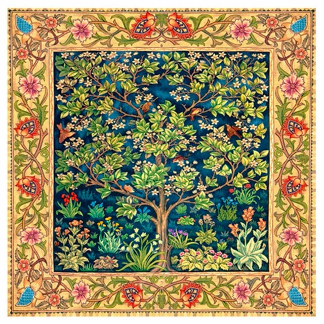 Tire-cloche Tapisserie William Morris "Arbre De Vie" - Art Belge, 42x6 Pouces, Neuf