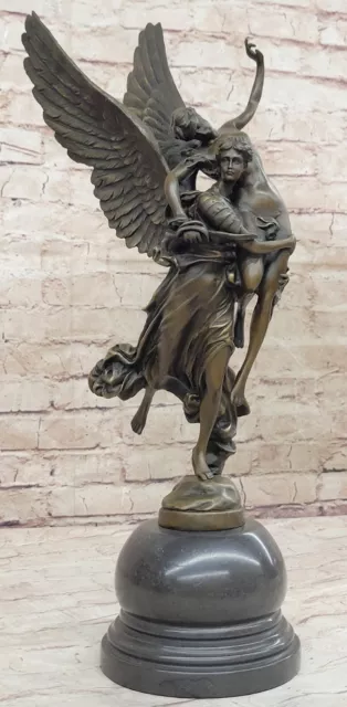 Kunst Deko Skulptur Gloria Victis " Angel Save Hautfarben Mann Krieger Statue