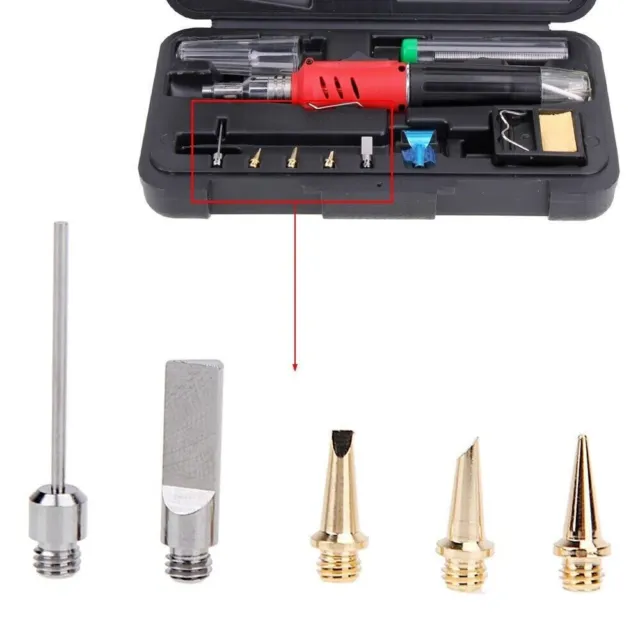 5 in 1 Gas Soldering Iron Tip Set Pro Butane Welding Torch Pen Tool HS-1115K Kit