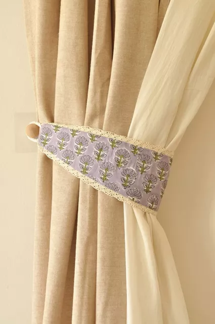 Beautiful Cotton Solid Plain Purple Curtain Tieback 26 Inch Set of 2 Pcs