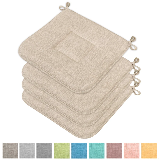 Cuscini Per Sedie Da Cucina Double Face In Velluto Cristallo, Con Laccetti Antiscivolo, 48x45cm, Spessore 5cm, Set Da 4 Pezzi
