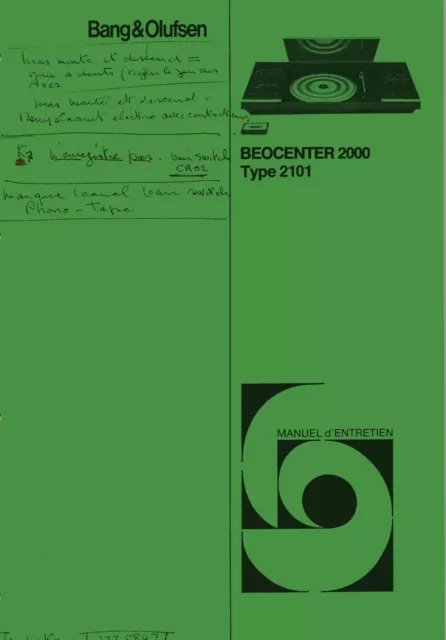 Service Schematics for Bang Olufsen Beocenter 2000 (2101)