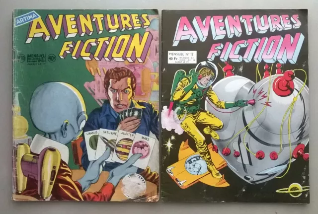 Lot de 2 BD anciennes n° 10 et 12 " Aventures Fiction " Editions ARTIMA - 1959