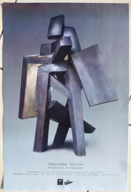 Œuvre D'art Abstraction Géométrique Signée Parvine Curie (1936-) - Gouache 106x75 Cm