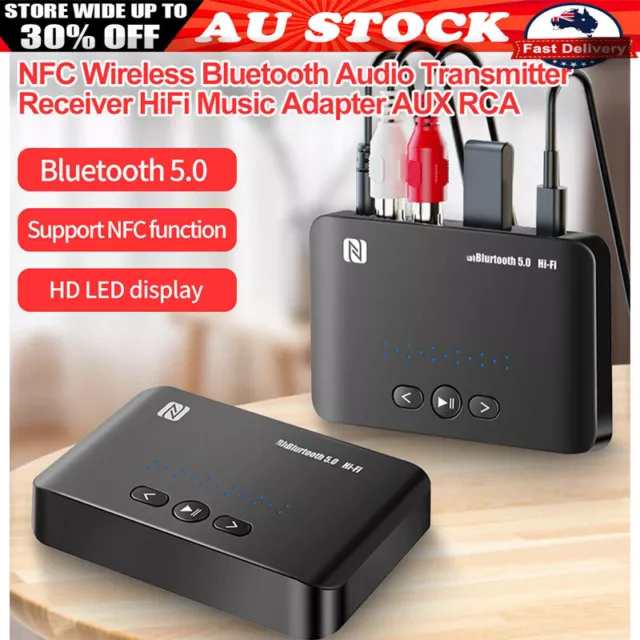 NFC Wireless Bluetooth 5.0 Audio Transmitter Receiver HiFi Music Adapter AUX RCA