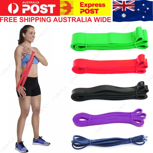 SET POWER Heavy Duty RESISTANCE BAND Gym Yoga LOOP Exercise Fitness Workout DF