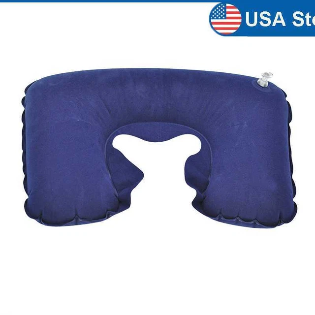 Inflatable U Shaped Pillow Car Head Neck Rest Air Cushion for Travel Navy US