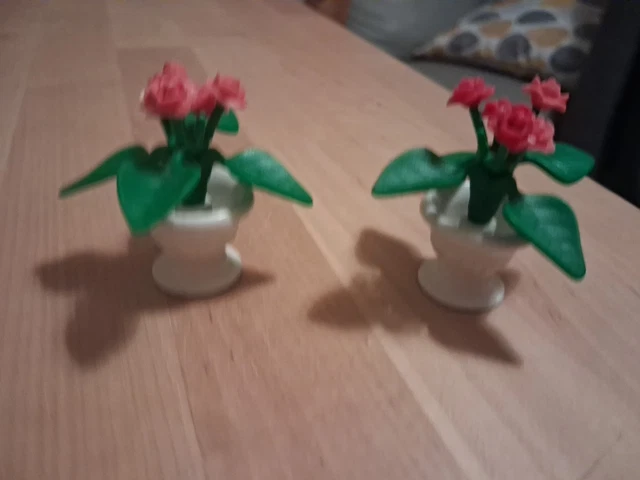Accessoire Playmobil Vintage - Vasque Avec Bouquet De Fleurs, Végétation Forêt - Thème Maison/ferme