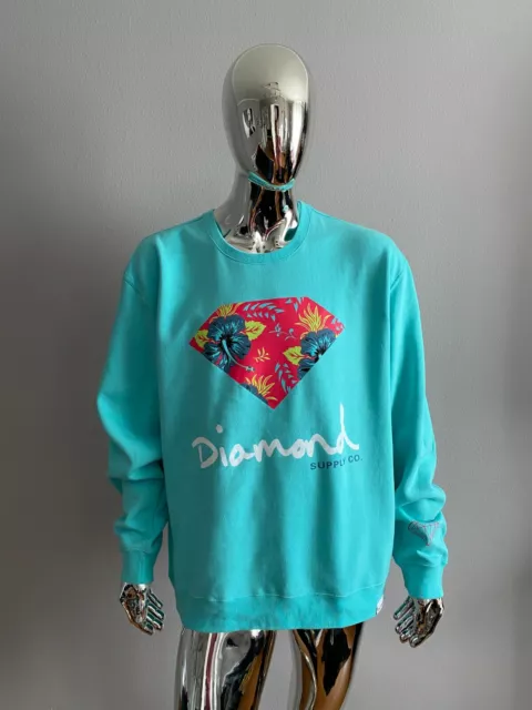 New Diamond Supply Co. Turquoise Graphic Sweatshirt Size XL