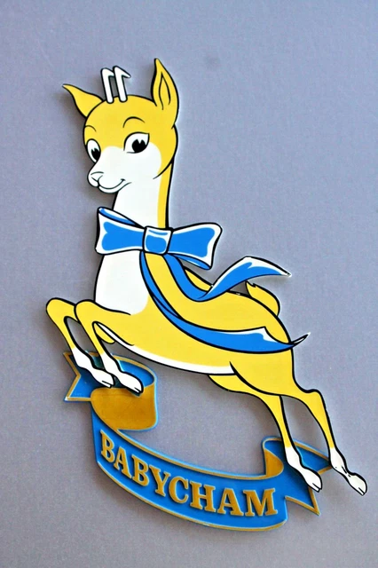 Vintage Babycham bambi large advertising plaque mid century