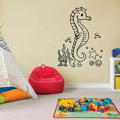 Seahorse Sea Shells Animal Cartoon Vinyl Art Sticker For Home Room Wall Decal
