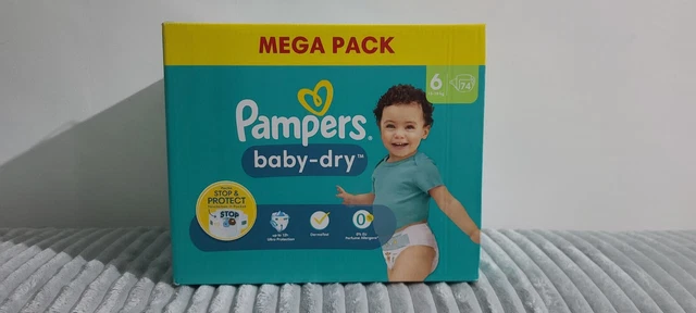 Paquet / Lot de 74 couches Pampers Baby-dry taille 6 T6 13 - 18 kg Méga Pack