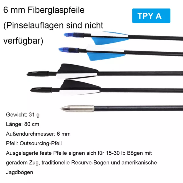 Fiberglaspfeile Pfeile Fiberglaspfeil Recurvebogen Sportbogen Bogenpfeile 6/8mm 2