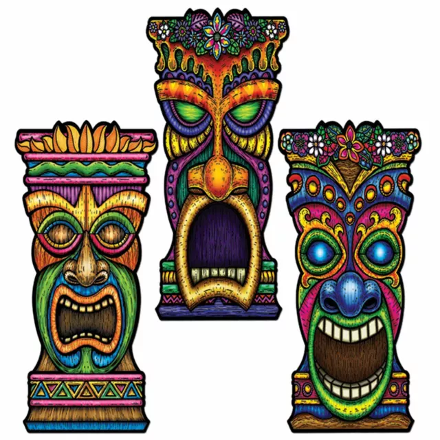 Large Hawaiian Tiki Cutout Decoration (56Cm) Hawaiian Luau Party