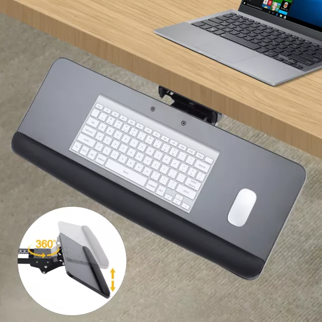 Keyboard + Mouse Tray Under Computer Table Slide-Out Platform Drawer Typing US