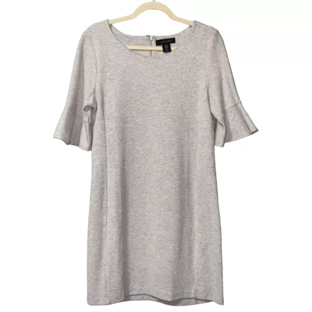 Tahari Womens Gray Textured Sheath Dress Size 8 Short Bell Sleeve