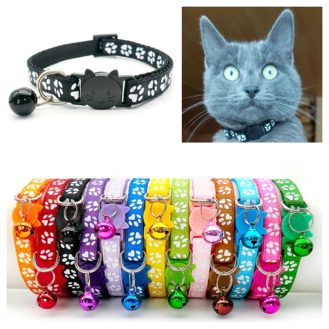 Multicolour Cats Kitten Adjustable Neck Collar With Round Bell & Button Cat Face