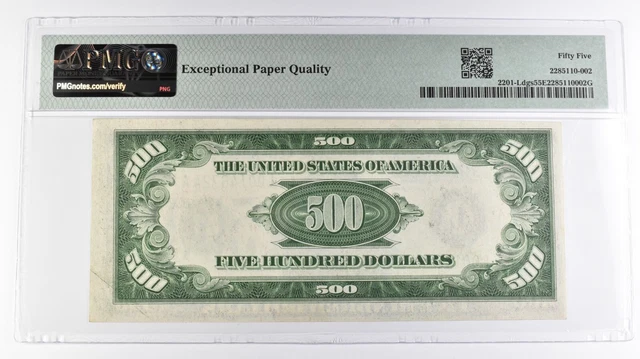 PMG 55 About Unc EPQ $500 1934 San Francisco, CA FRN FR2201 LGS *8038 2