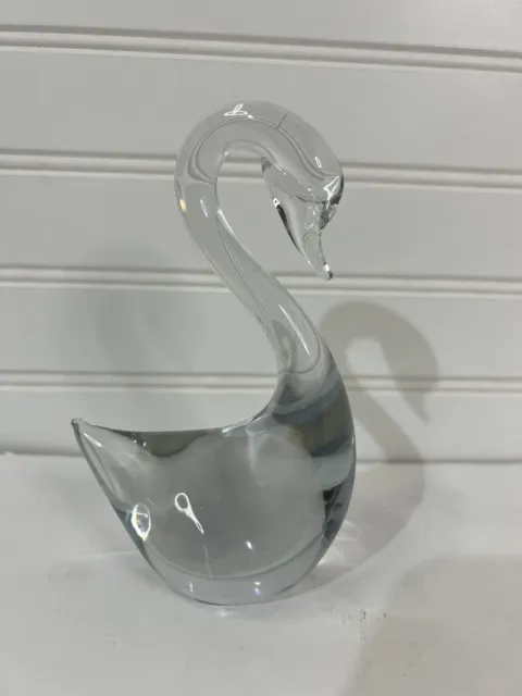 Vintage Art Glass 6'' Swan Bird Figuriene Paperweight by Lindstrom Beautiful