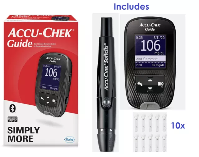 Accu-Chek Guide Meter Diabetes Kit with Softclix Lancing and 10 Softclix Lancets