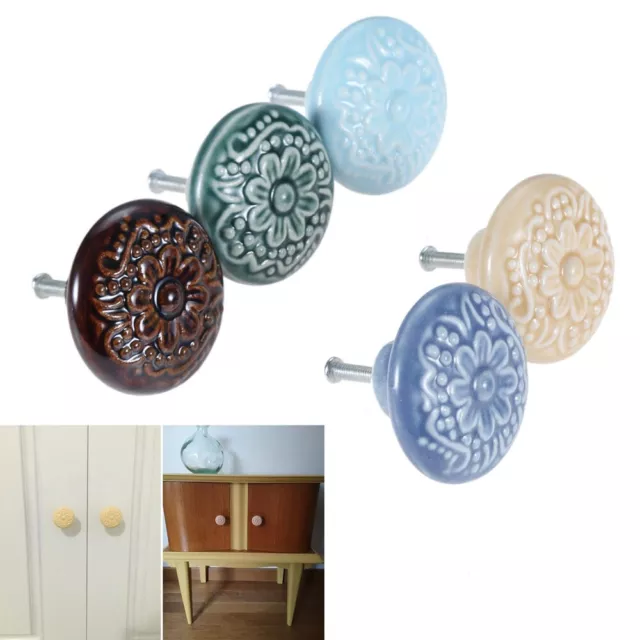 Ceramic Cabinet Knobs Drawer Wardrobe Bar Door Furniture Handles Cupboard Pulls