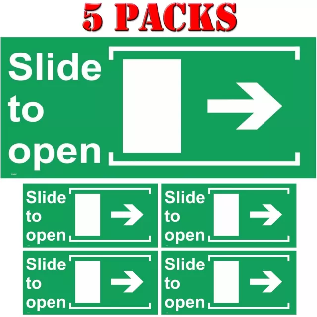 Joblot of 5 Slide Right To Open Door Self Adhesive Vinyl Sign Stickers 13.3x8''