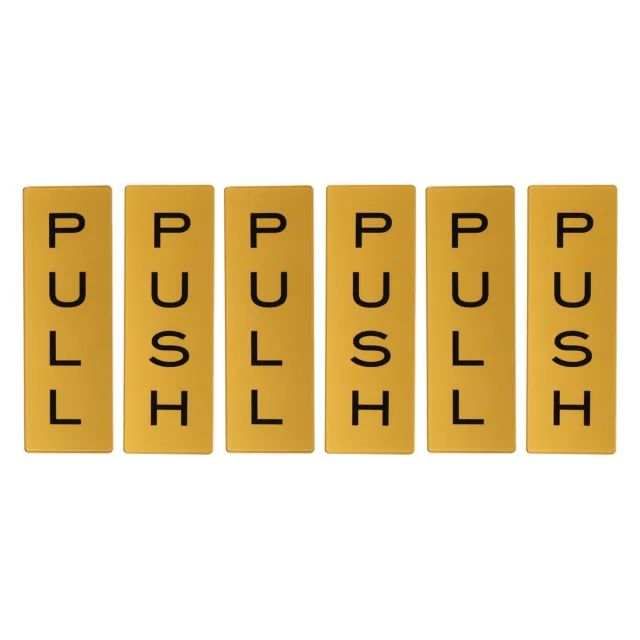 Insegna porta push push pull 6x2", 3 paia acrilico autoadesivo tonalità oro/nero