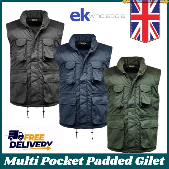 Giacche di sicurezza da uomo Multi Tasca Foderato Gilet Imbottito Abbigliamento Da Lavoro Outdoor