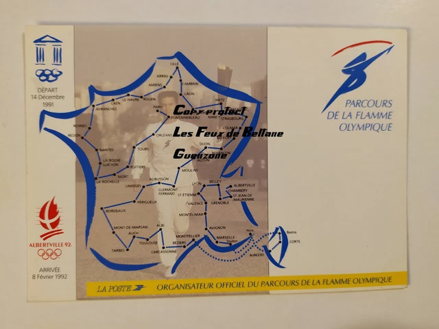 Hiver 1992: Albertville - France Poste N** Yv:2732 Mi:2866 Parcours de la flamme olympique