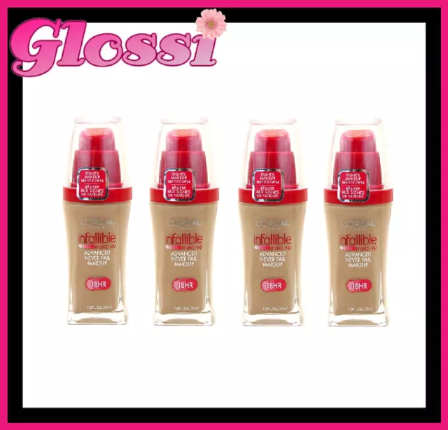 4 Pc LOT X LOREAL INFALLIBLE 18HR HOUR FOUNDATION MAKEUP 612 SAND BEIGE ^